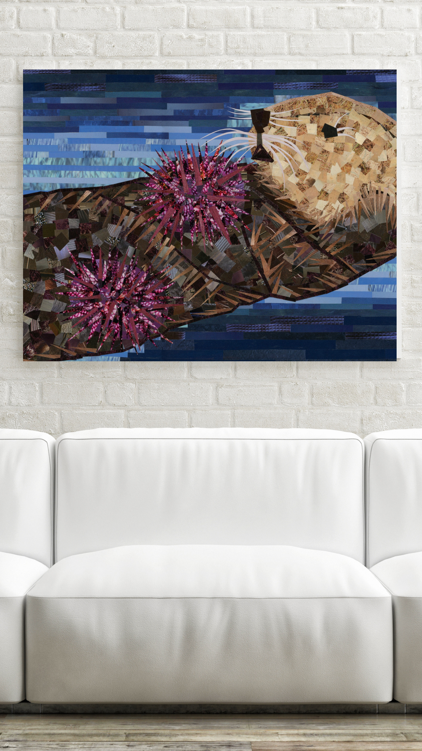 Snacking Sea Otter Thin Canvas Print 16x20"