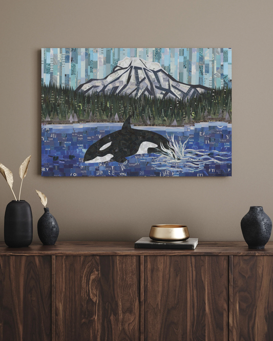 Breaching Orca 16x20" Thin Canvas Print