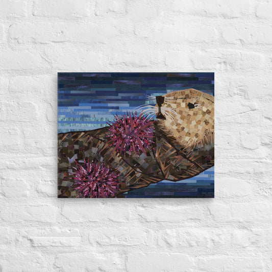 Snacking Sea Otter Thin Canvas Print 16x20"