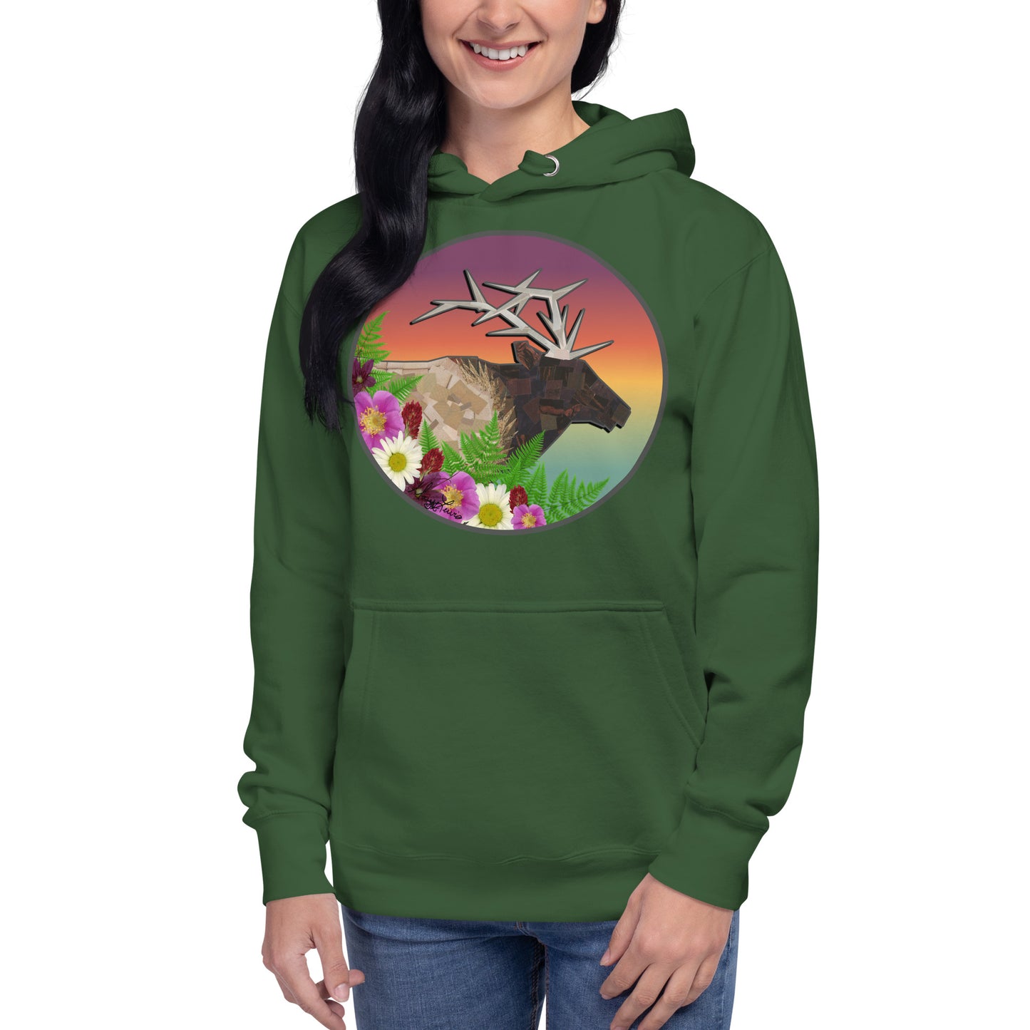 Roosevelt Elk in the Wildflowers Unisex Hoodie