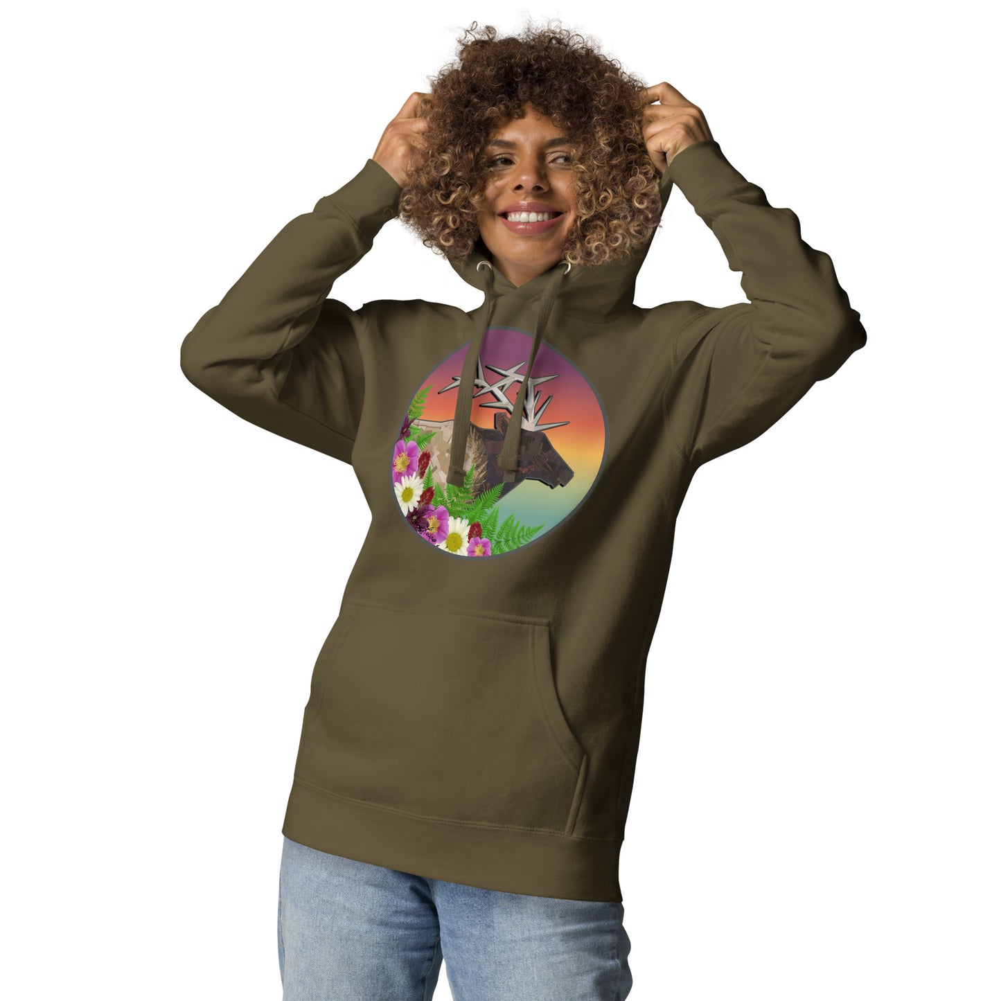 Roosevelt Elk in the Wildflowers Unisex Hoodie