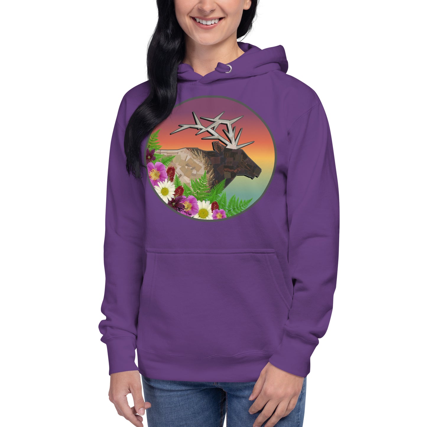 Roosevelt Elk in the Wildflowers Unisex Hoodie