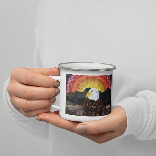 Bald Eagle in the Sunset Enamel Mug