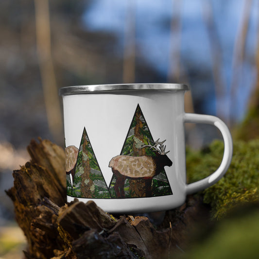 Roosevelt Elk in the Evergreens Enamel Mug