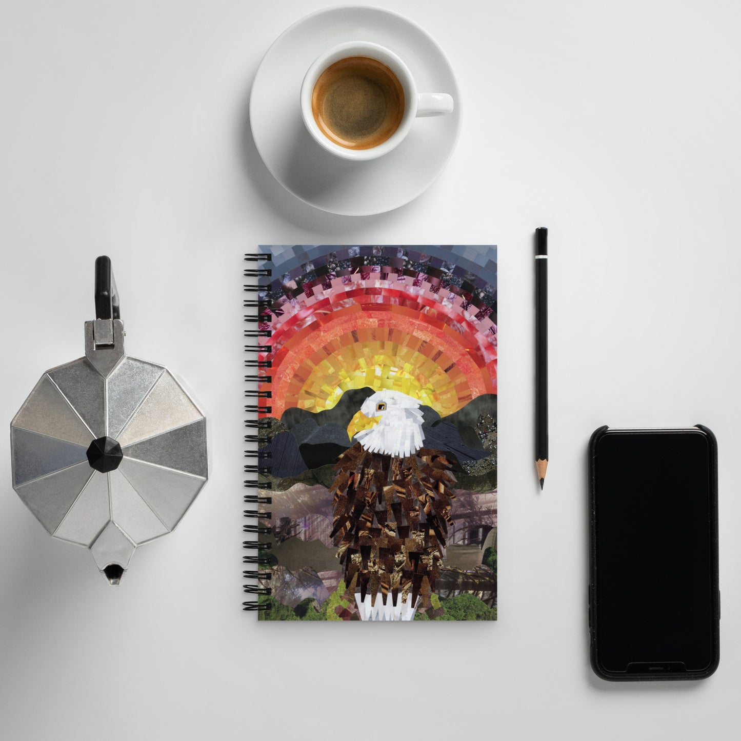 Bald Eagle in the Sunset Spiral Notebook