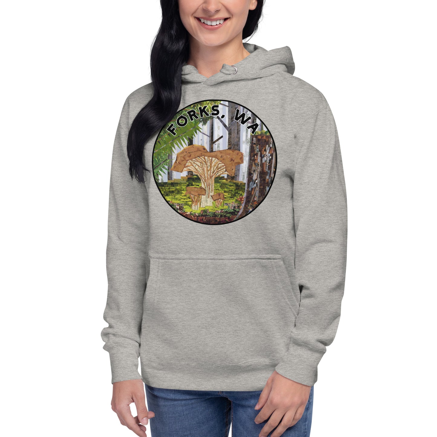 Chantrelle Mushrooms in the Foggy Forest of Forks Unisex Hoodie