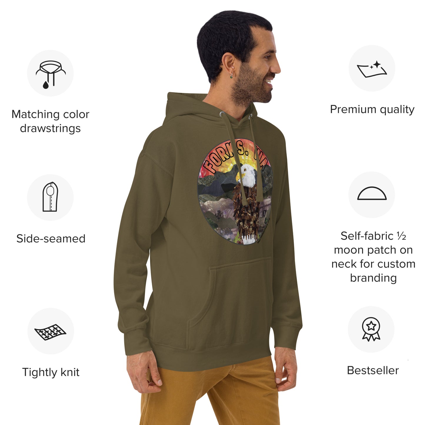Bald Eagle Basking in the Sunset in Forks Unisex Hoodie