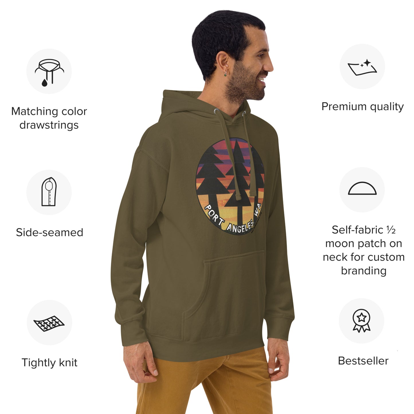 Evergreens in the Sunset in Port Angeles Unisex Hoodie